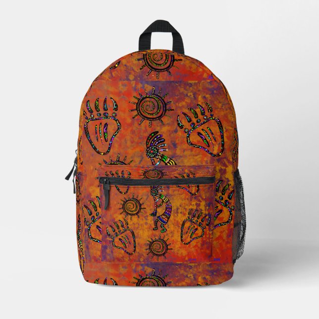 Kokopelli Art Bedruckter Rucksack (Vorderseite)
