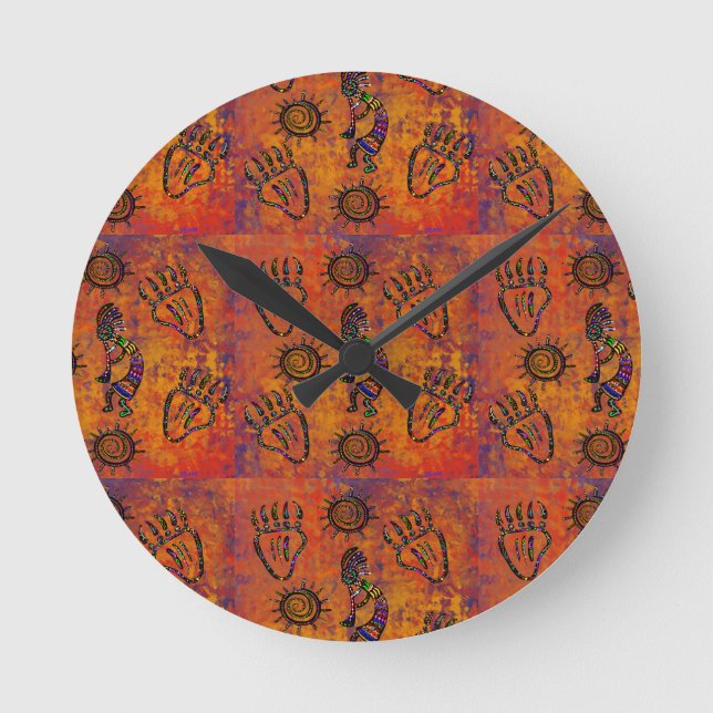 Kokopelli Art Runde Wanduhr (Vorderseite)