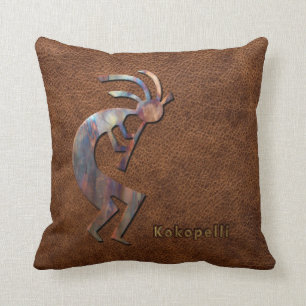 Kokopelli auf prägeartigem Leder Kissen