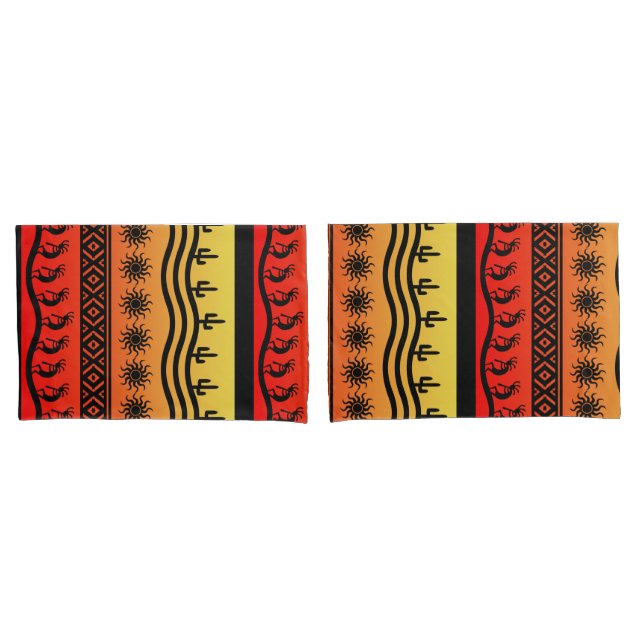 Kokopelli Aztec Tribal Wüste Südwestdesign Kissenbezug (Vorderseite-Set)