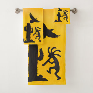 Kokopelli-Badetuch-Set im Southwestern Style Badhandtuch Set