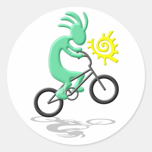 Kokopelli Bicycle Runder Aufkleber (Vorderseite)