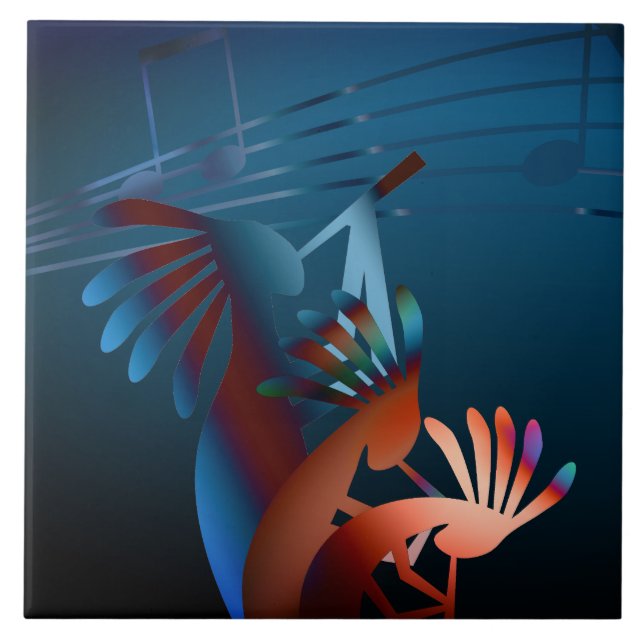 Kokopelli Blues Music 2 6" Fliese (Vorderseite)