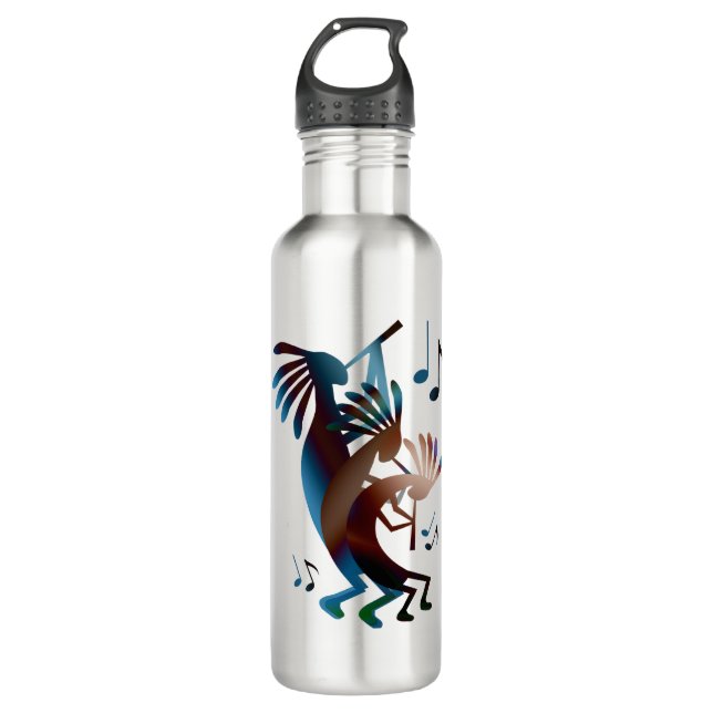 Kokopelli Blues Music Edelstahlflasche (Vorderseite)