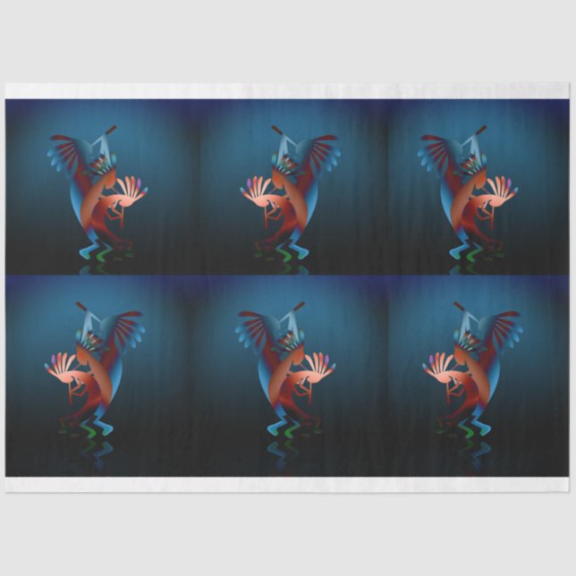 Kokopelli Blues Set 2 Decoupage Seidenpapier (Vorderseite)