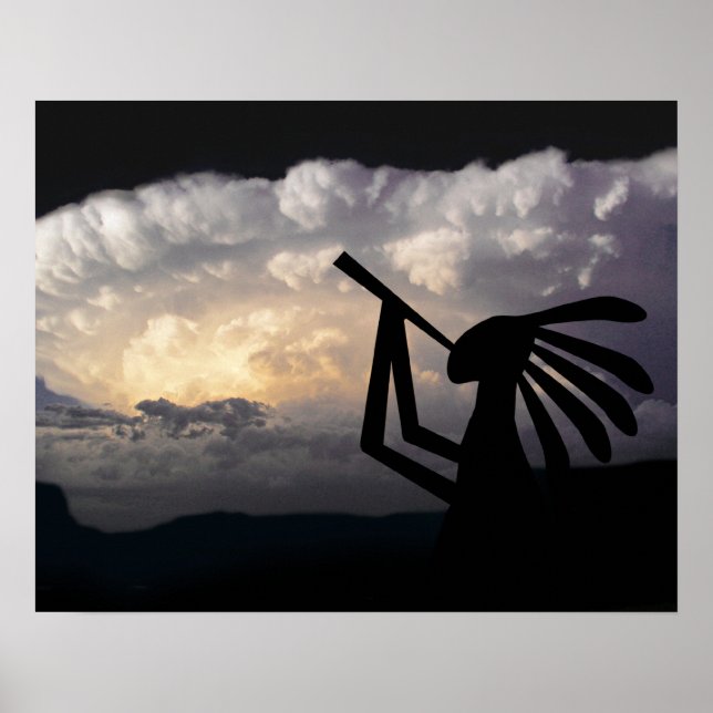 Kokopelli Brings Rain Print Poster (Vorne)