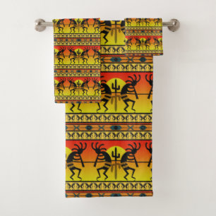 Kokopelli Cactus Pattern Südwest Badhandtuch Set