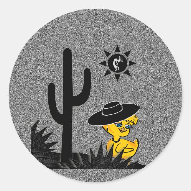 Kokopelli Chick #4 Runder Aufkleber (Vorderseite)
