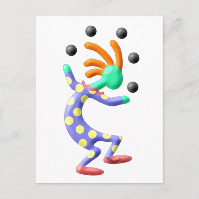 Kokopelli Clown Postkarte (Vorderseite)