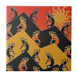 Kokopelli Dance Wüste Sonnenuntergang Südwesten Fliese