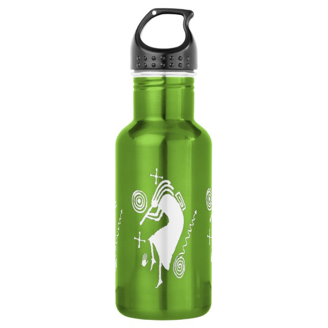 Kokopelli, das Flasche des Wasser-18oz schnitzt Trinkflasche (Vorderseite)