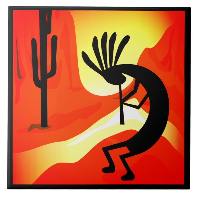 Kokopelli Desert Sunset 6" Fliese (Vorderseite)