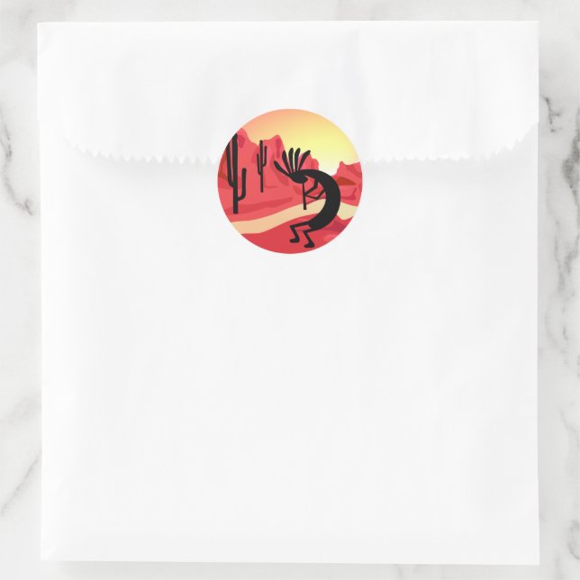 Kokopelli Desert Sunset Sticker (Tasche)