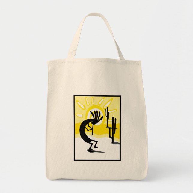 Kokopelli Desert Two Cactus Tote Bag Tragetasche (Vorne)