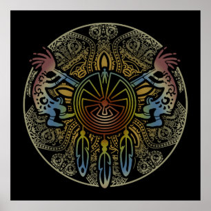 Kokopelli Duo - Mann im Maze - Dreamcatcher 1 Poster