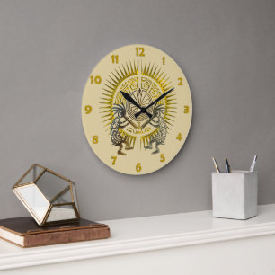 Kokopelli Duo - Mann im Maze - Sonne 1 Große Wanduhr