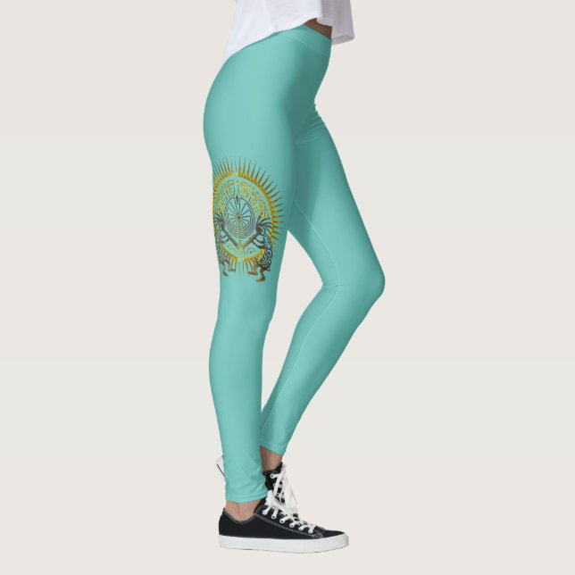 Kokopelli Duo - Mann im Maze - Sonne 1 Leggings (Rechts)