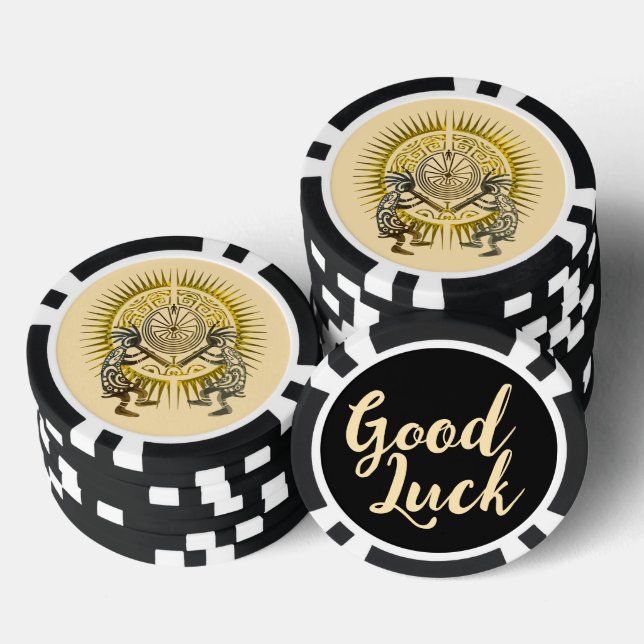 Kokopelli Duo - Mann im Maze - Sonne 1 Pokerchips (Stapel)