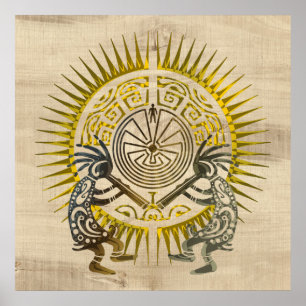 Kokopelli Duo - Mann im Maze - Sonne 1 Poster