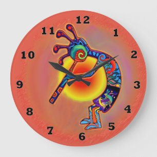 Kokopelli Eidechse Sun Große Wanduhr