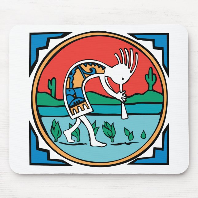 Kokopelli Farbe Mousepad (Vorne)
