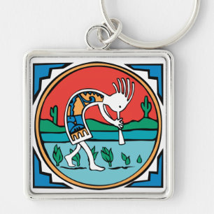 Kokopelli Farbe Schlüsselanhänger