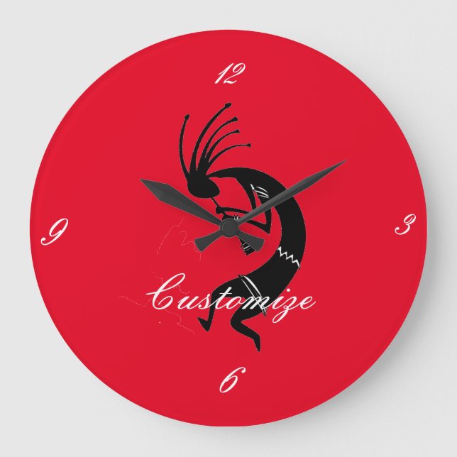 Kokopelli Flöte Player Thunder_Cove Große Wanduhr (Vorderseite)