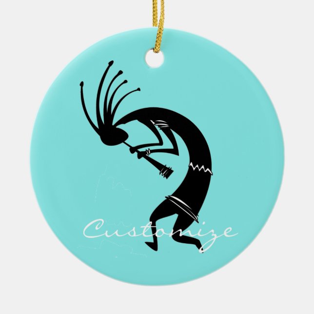 Kokopelli Flöte Player Thunder_Cove Keramik Ornament (Vorne)