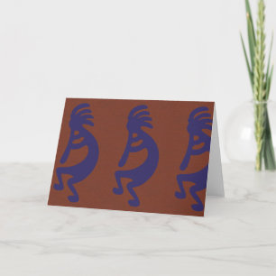 Kokopelli-Flute Abbildung: Blau auf Rot Karte