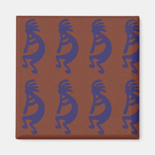 Kokopelli-Flute Abbildung: Blau auf Rot Magnet
