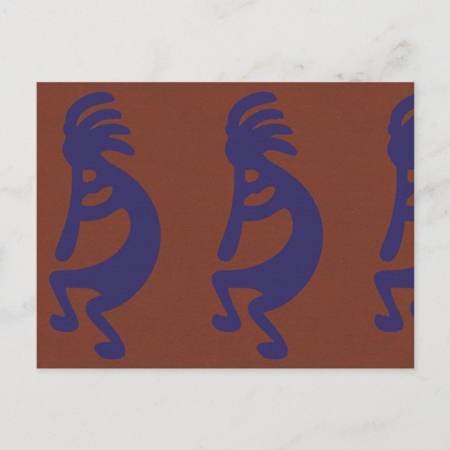 Kokopelli-Flute Abbildung: Blau auf Rot Postkarte (Vorderseite)