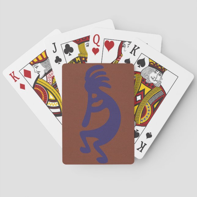 Kokopelli-Flute Abbildung: Blau auf Rot Spielkarten (Rückseite)
