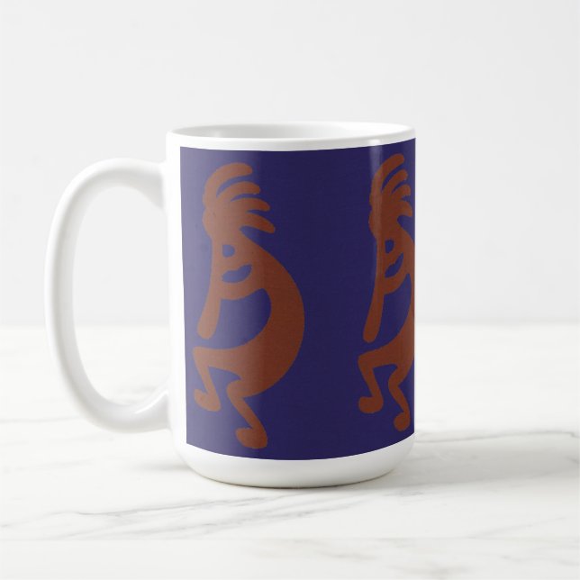 Kokopelli-Flute Abbildung: Rot auf blau Kaffeetasse (Links)