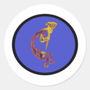KOKOPELLI FLUTE PLAYER RUNDER AUFKLEBER