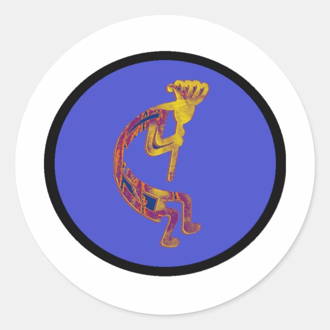 KOKOPELLI FLUTE PLAYER RUNDER AUFKLEBER (Vorderseite)