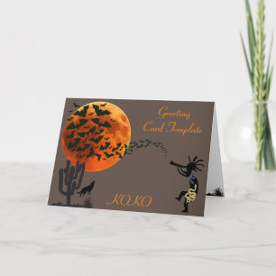 Kokopelli Flying Bats Southwestern Halloween Cards Karte