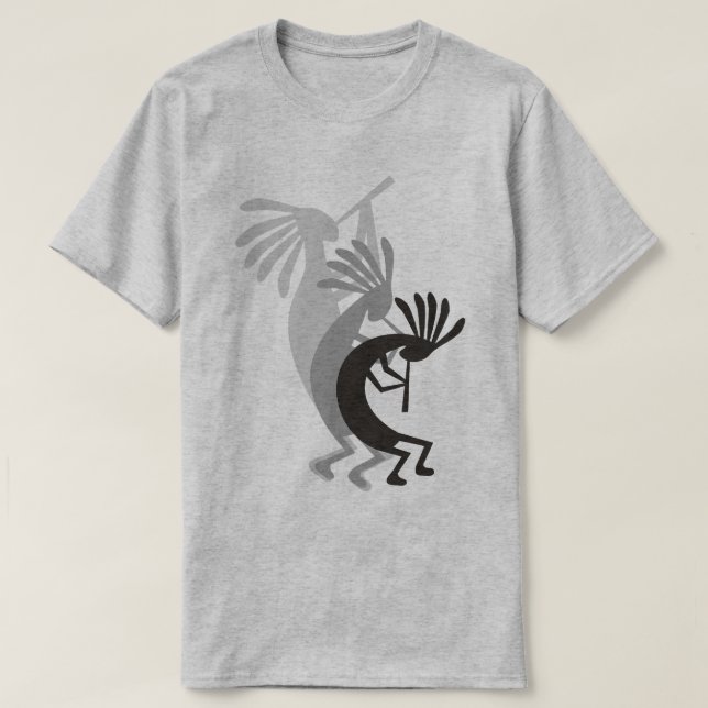 Kokopelli geht abends Mens Gray Basic T-Shirt (Design vorne)