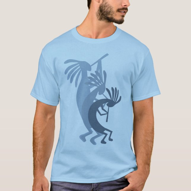 Kokopelli gibt Musik Mens Blue Tshirt (Vorderseite)