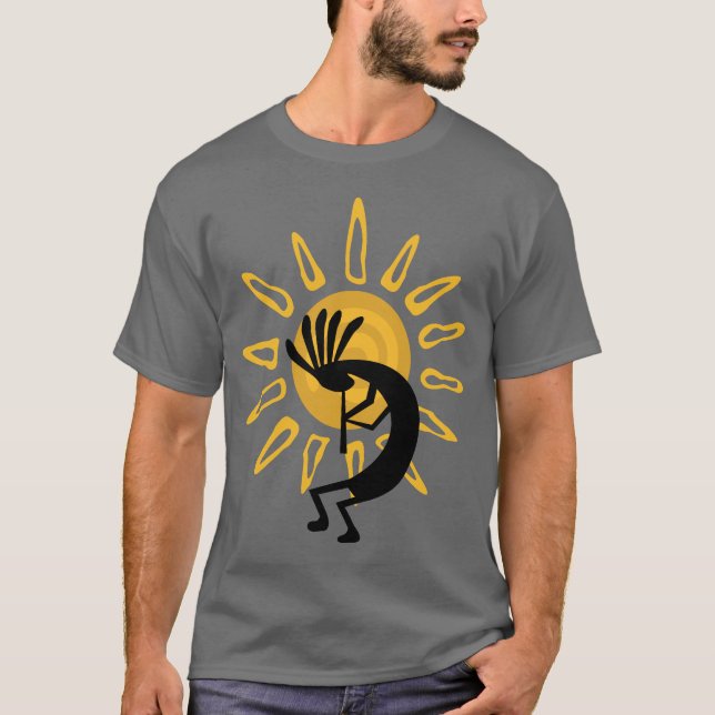 Kokopelli Gold Mens Basic Gray Tshirt (Vorderseite)