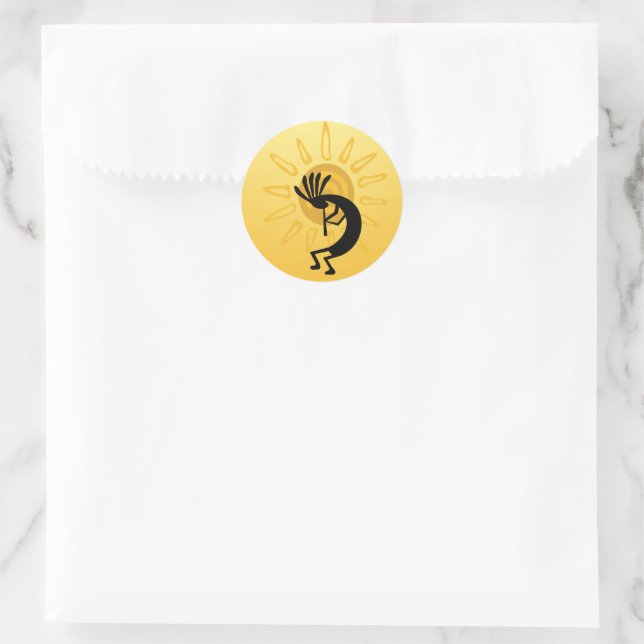Kokopelli Gold Sun Sticker (Tasche)