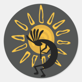 Kokopelli Gold Sun Südwest-Aufkleber Runder Aufkleber