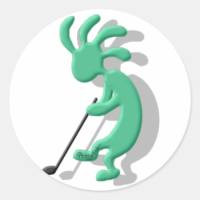 Kokopelli Golf Runder Aufkleber (Vorderseite)