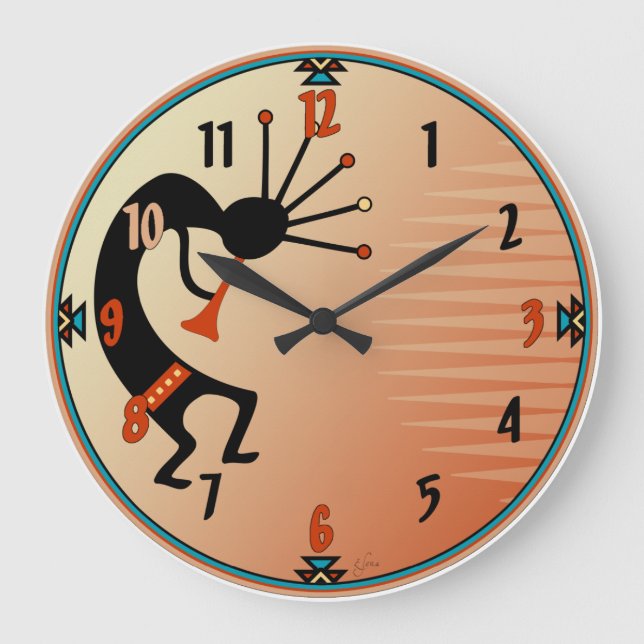 Kokopelli Große Wanduhr (Vorderseite)