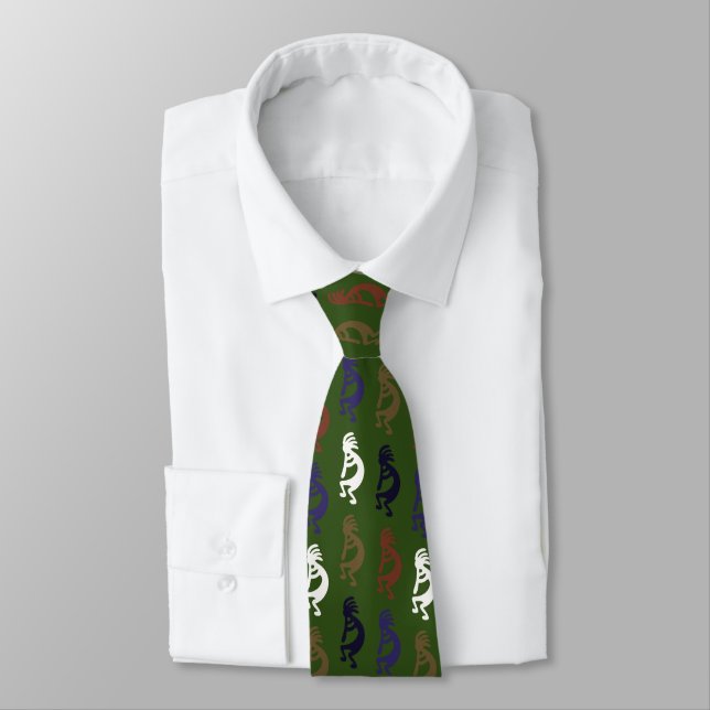 Kokopelli Group Flute Playing Figures Neck Tie Krawatte (Gebunden)