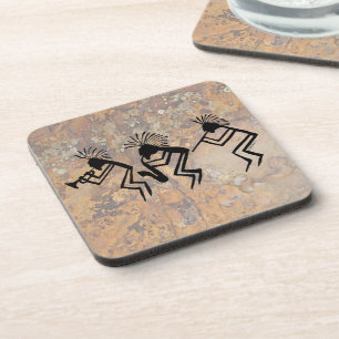 Kokopelli Horn-und Flötenspieler-Petroglyphe Getränkeuntersetzer