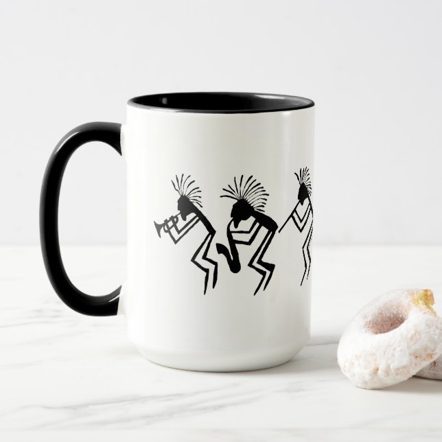 Kokopelli Horn und Flute Player Petroglyph Tasse (Mit Donut)