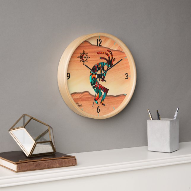Kokopelli in der Wüstenrundmauer Uhr (Büro)