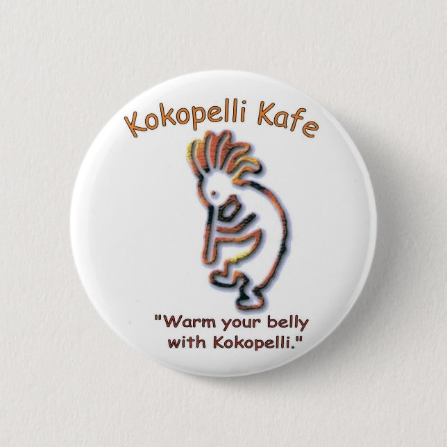 Kokopelli Kafe Knopf Button (Vorderseite)
