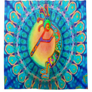 Kokopelli Kaninchen-Mond-südwestlicher Duschvorhang