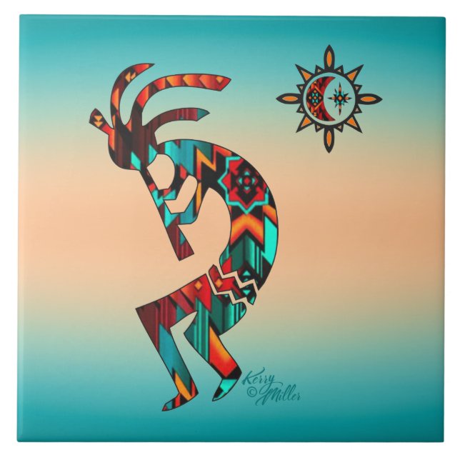Kokopelli Keramik Tile Fliese (Vorderseite)